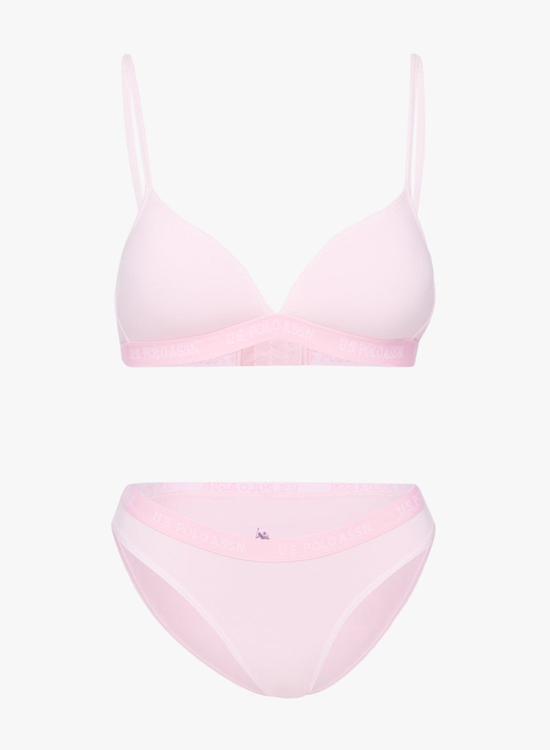U.S. Polo Assn. Light Padded Bra and Brief Set Pink - Image 1