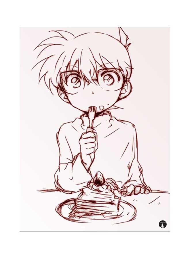 لوح ماوس بطبعة شخصية الرسوم المتحركة المحقق كونان بني/بيج