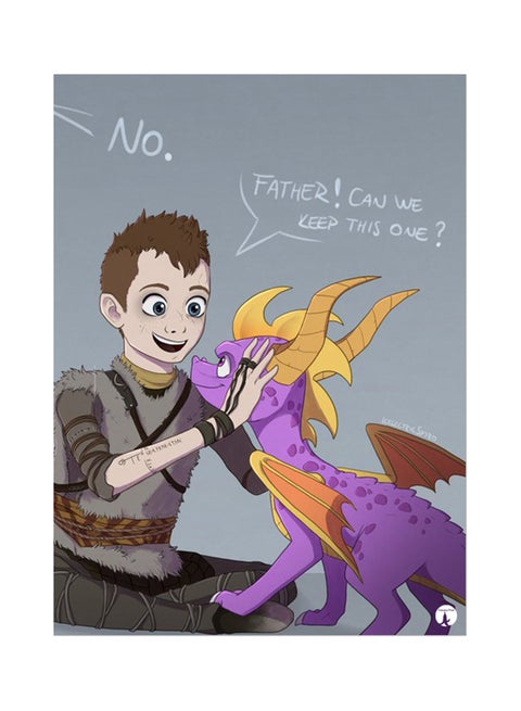 The Video Game God Of War And Spyro Printed Mouse Pad Multicolour