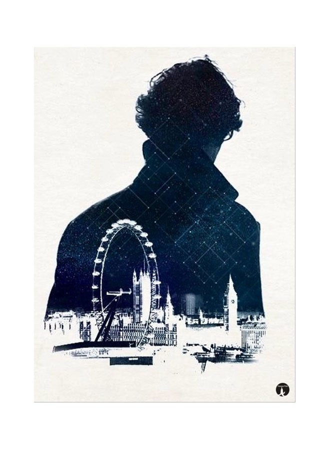 BP Sherlock Holmes Printed Mouse Pad Blue/White/Beige