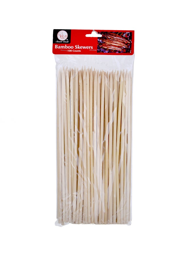 100-Piece Barbecue Wooden Stick Beige 9centimeter 