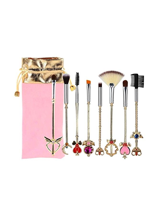 Coshine 8-Piece Makeup Brush Set With Bag Gold/Pink - Image 1