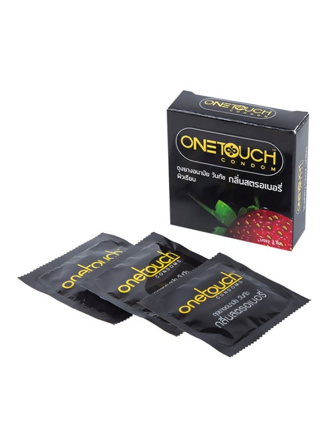One Touch 3-Piece Condom Set - Strawberry - Image 1