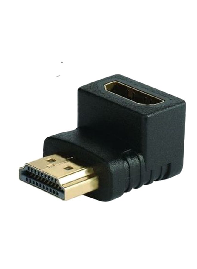 HDMI Male To HDMI Female Right Angle Adapter Black - Image 1