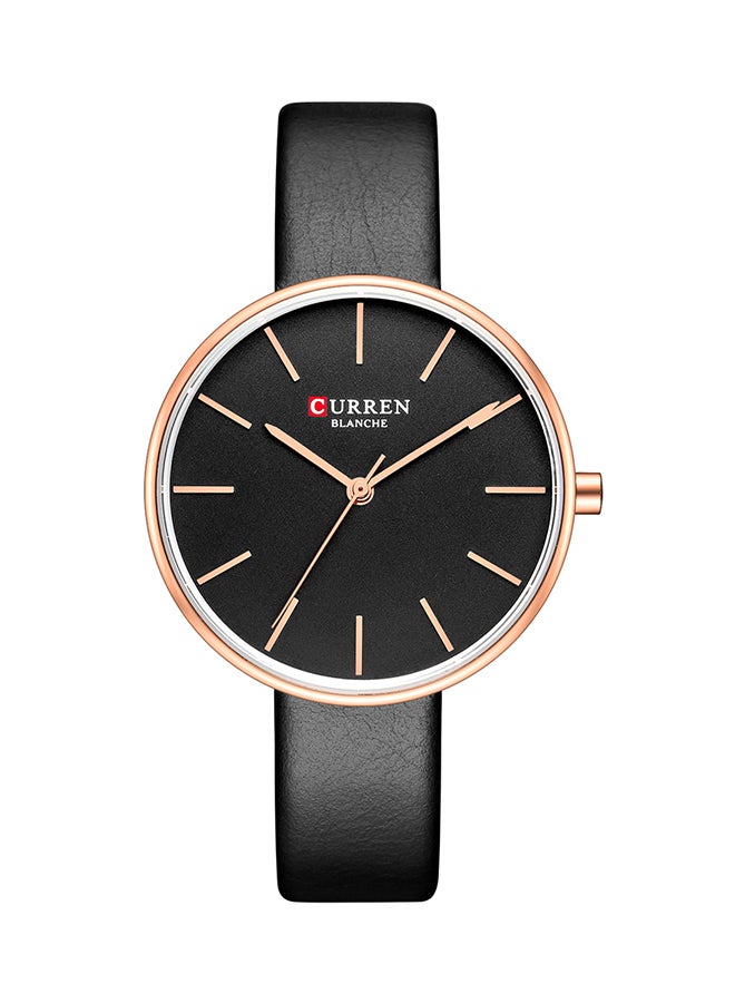 CURREN - girls Leather Strap Analog Wrist Watch C9042L-1 - 37 mm - Black - Image 1