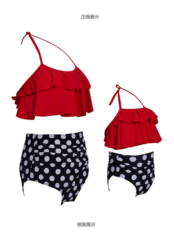 Printed High Waist Bikini Red/Black/White - Image 3