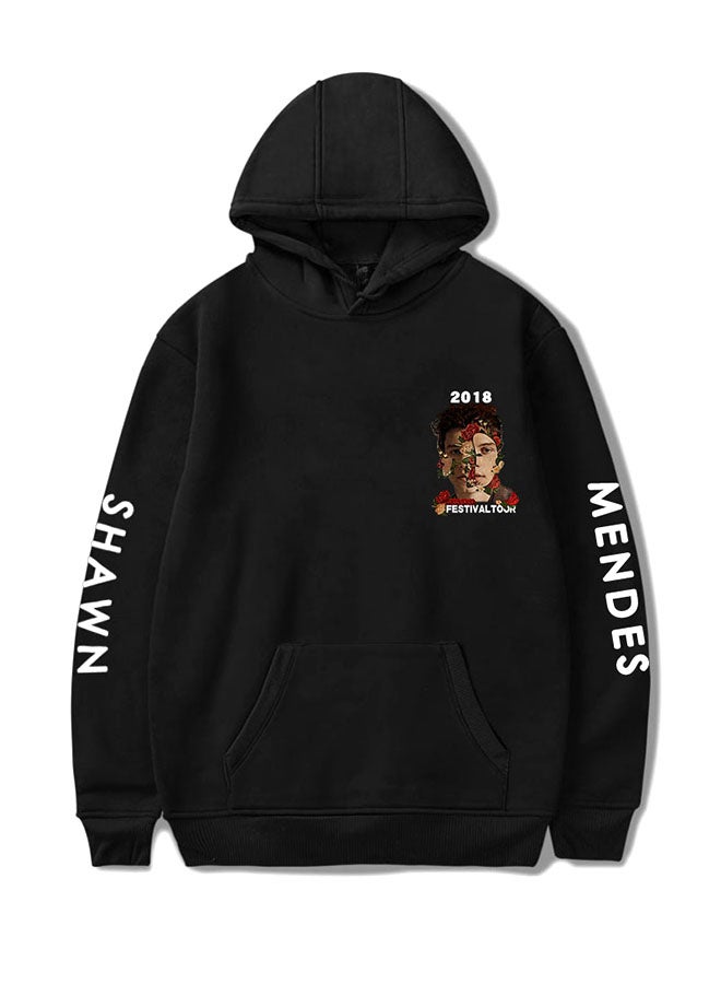 Casual Shawn Das Printing Loose Hoodie Black
