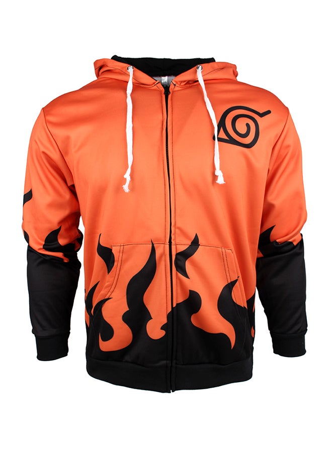 Naruto 3D Character Casual Long Sleeve Hoodie Orange/Black - Image 1