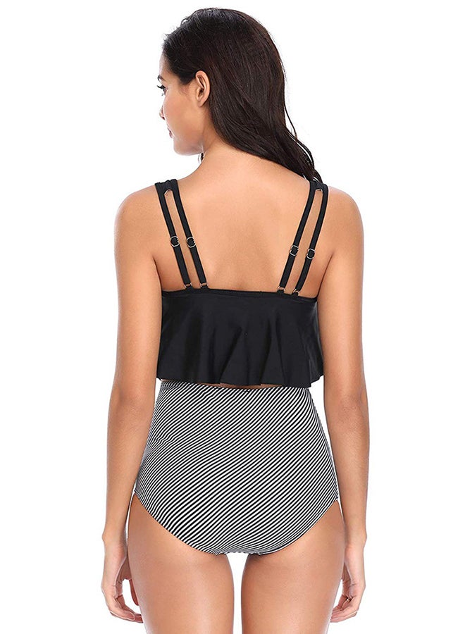 Generic 2-Piece Printed High Waist Swimwear Set Black/Grey  - Image 2