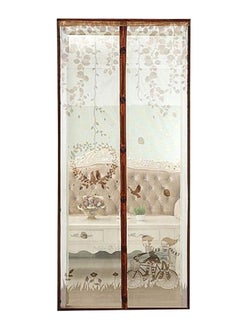 Generic Magnetic Mesh Screen Door Fly Curtain Brown/White 210 x 100centimeter 