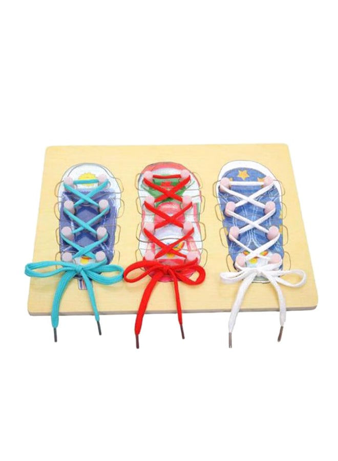 iLearn Wooden Shoe Lacing Montessori Toy 
