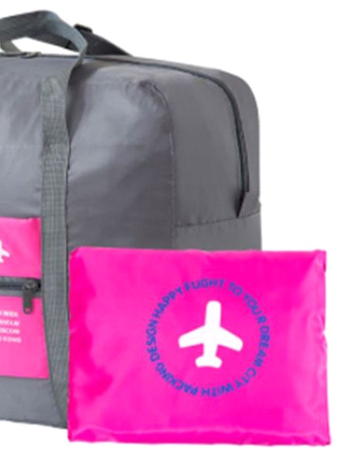 Foldable Duffle Bag With Small Bag Grey/Pink