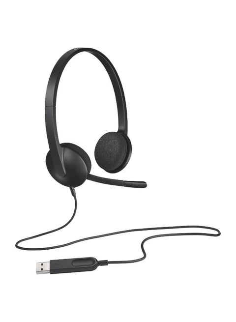 H340 USB Headset, Plug And Play, Noise Cancelling Microphone, USB Type A, Adjustable Headband, Black | 981-000475