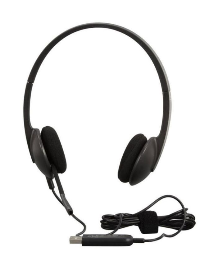 Logitech - H340 USB Headset, Plug And Play, Noise Cancelling Microphone, USB Type A, Adjustable Headband, Black | 981-000475 - Image 1