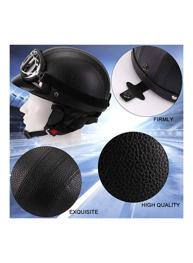 QiaoKai - Open Face Half Helmet With Visor And UV Goggles - Image 1
