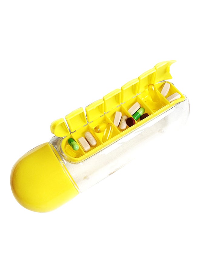 Water Bottle With Pill Organizer Yellow/Clear 680ml