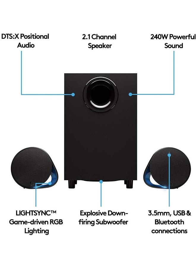 لوجيتيك مكبر صوت ألعاب للكومبيوتر مع إضاءة RGB تعمل وفق اللعبة G560 أسود - Image 2
