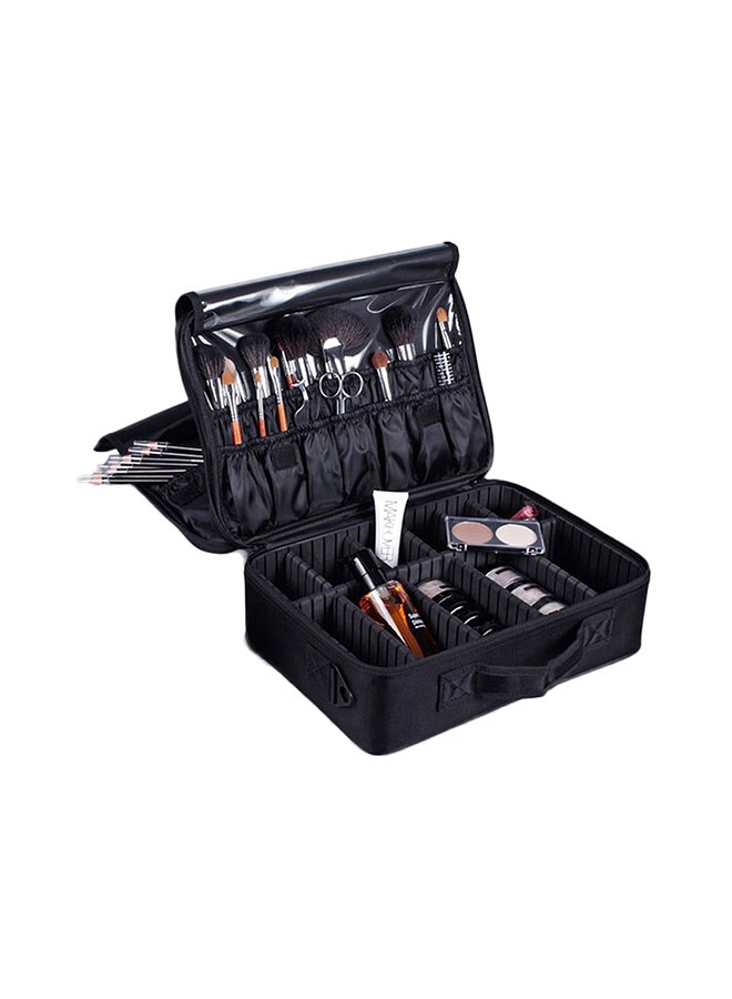 حقيبة احترافية متعددة الطبقات لتخزين المكياج ومستحضرات التجميل أسود - Image 2