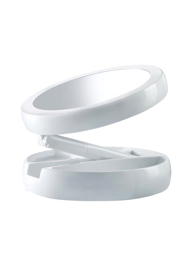 مرآة مكياج بوجهين وأضواء LED قابلة للطي أبيض - Image 1