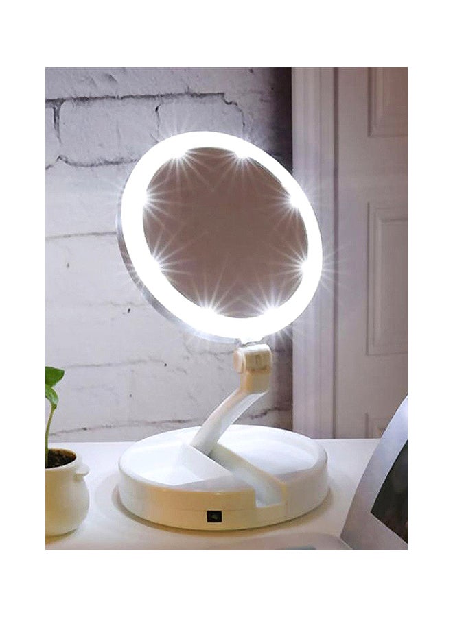 علبة مكياج مع مرآة مكبرة مزودة بإضاءة LED أبيض - Image 2