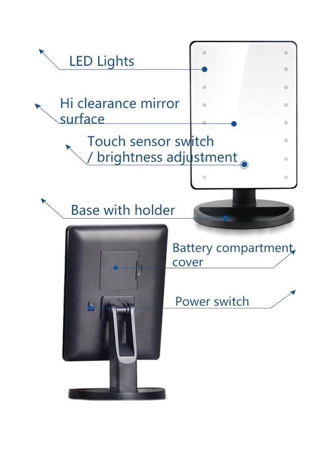 16 LED Light Rotatable Touch Dimmable Makeup Mirror White - Image 2