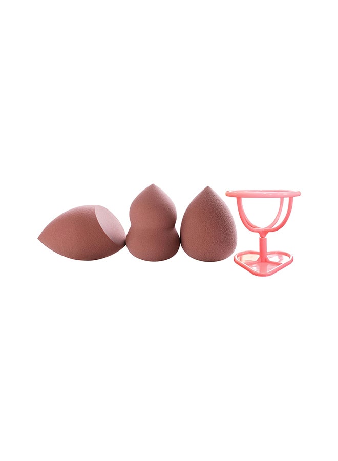 Generic 3-Piece Sponges Wet Dual-Use Powder Puff With Holder Brown - Image 1