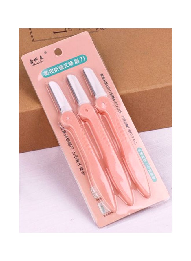 3-Piece Eyebrow Razors Sharp Portable Makeup Tool Kit Pink - Image 2