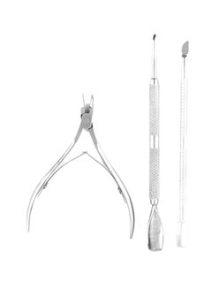 Generic 3-Piece Cuticle Spoon Pusher Remover Cutter Nail Nipper Set Sliver  - Image 1