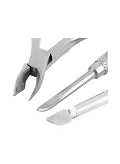 Generic 3-Piece Cuticle Spoon Pusher Remover Cutter Nail Nipper Set Sliver  - Image 3