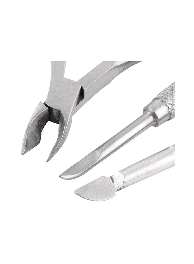 Generic 3-Piece Cuticle Spoon Pusher Remover Cutter Nail Nipper Set Sliver  - Image 3