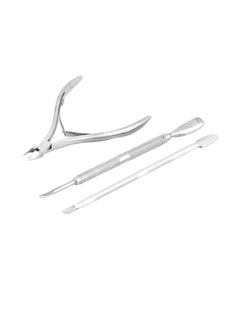 Generic 3-Piece Cuticle Spoon Pusher Remover Cutter Nail Nipper Set Sliver  - Image 2