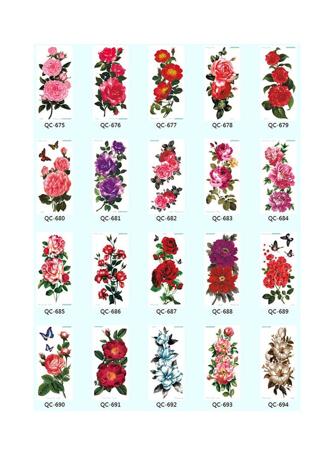 ملصق تاتو بتصميم زهور ثلاثي الأبعاد على الذراع متعدد الألوان - Image 3