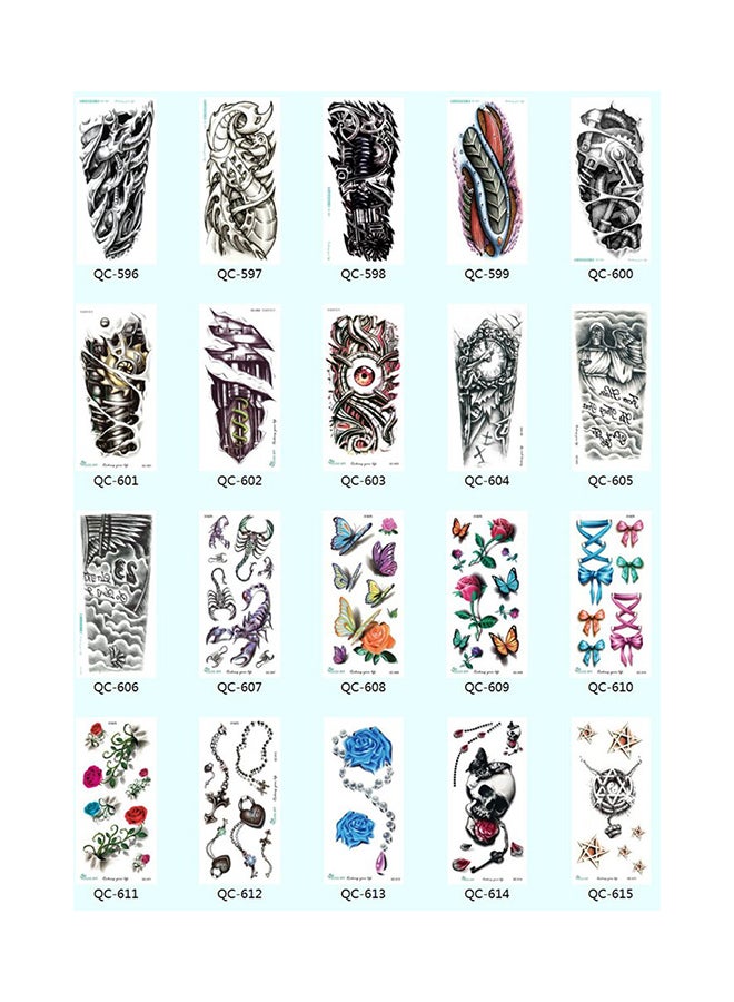 ملصق تاتو بتصميم زهور ثلاثي الأبعاد على الذراع متعدد الألوان - Image 5