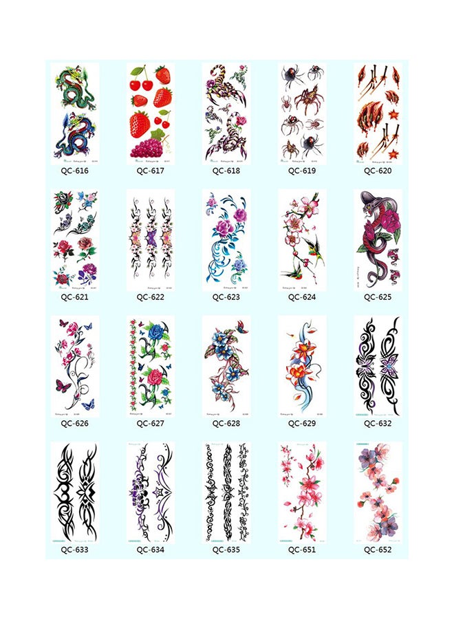 ملصق تاتو بتصميم زهور ثلاثي الأبعاد على الذراع متعدد الألوان - Image 2