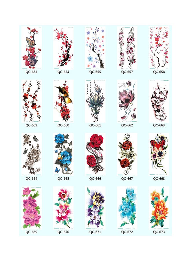 ملصق تاتو بتصميم زهور ثلاثي الأبعاد على الذراع متعدد الألوان - Image 4