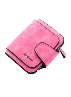 PU Leather Zipper Short Wallet Pink