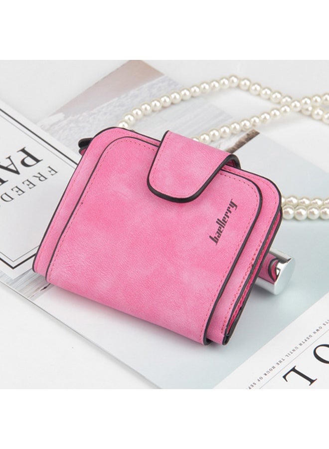 baellerry - PU Leather Zipper Short Wallet Pink - Image 1