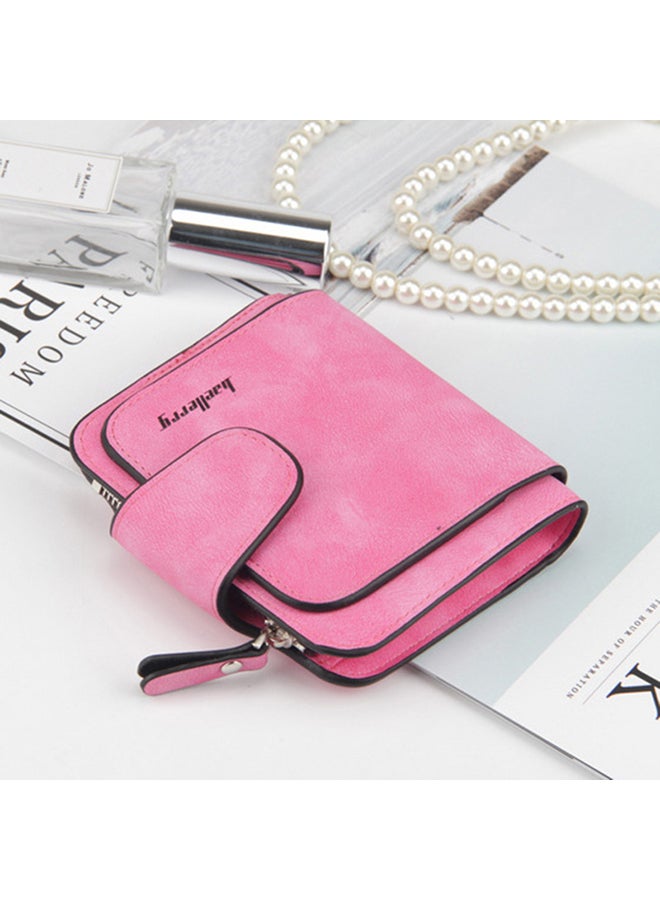 baellerry - PU Leather Zipper Short Wallet Pink - Image 1