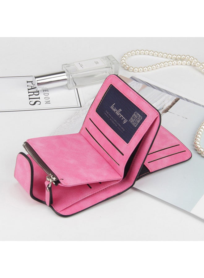 baellerry - PU Leather Zipper Short Wallet Pink - Image 1