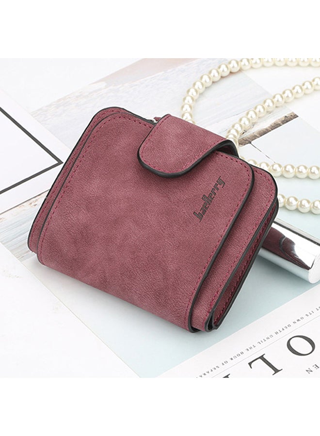 baellerry - PU Leather Zipper Short Wallet Red - Image 1