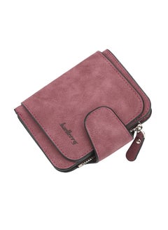 PU Leather Zipper Short Wallet Red