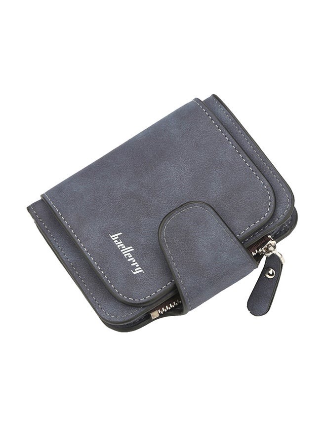 baellerry PU Leather Zipper Short Wallet Blue  - Image 1