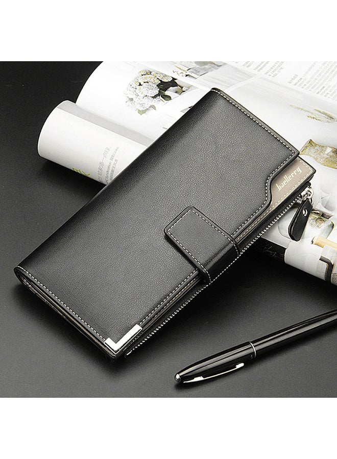 baellerry - PU Leather Zipper Long Wallet Black - Image 1