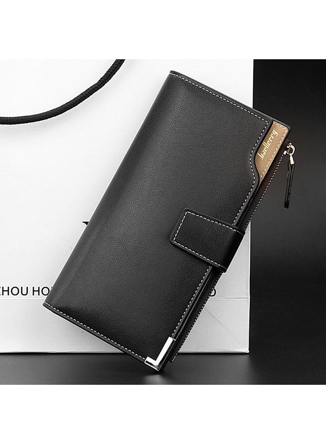 baellerry - PU Leather Zipper Long Wallet Black - Image 1