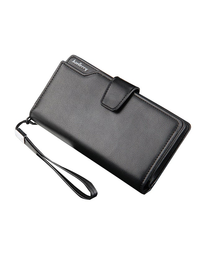 baellerry - PU Leather Zipper Press Credit Card Holder 20x0.25x14cm Black - Image 1