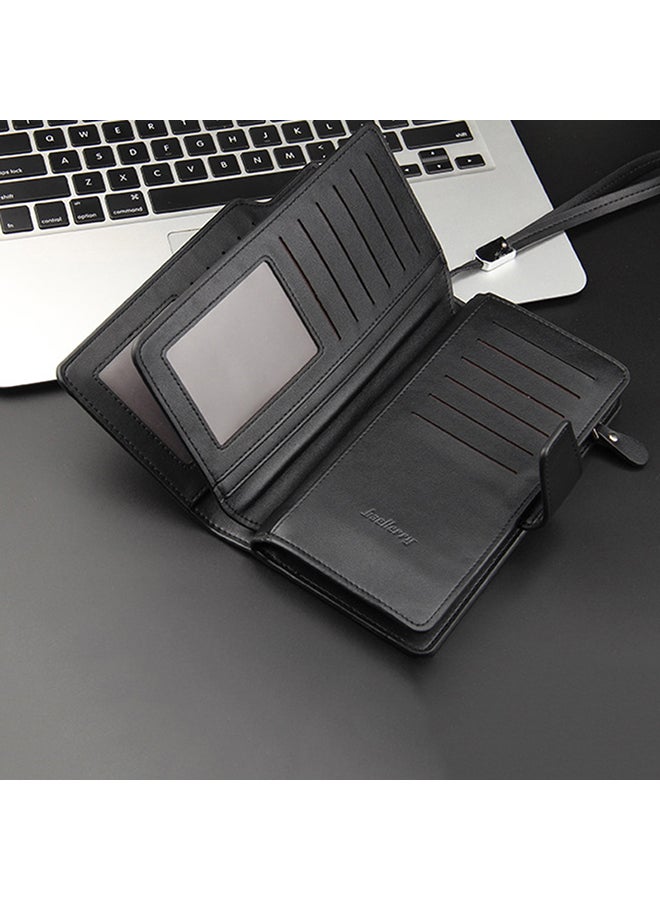baellerry - PU Leather Zipper Press Credit Card Holder 20x0.25x14cm Black - Image 1