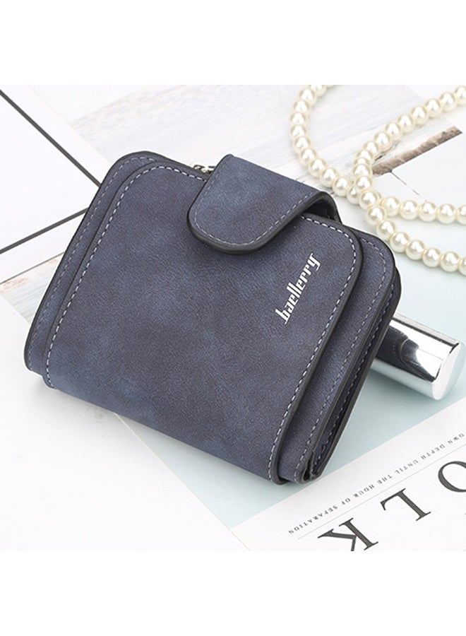 baellerry PU Leather Zipper Short Wallet Blue  - Image 2