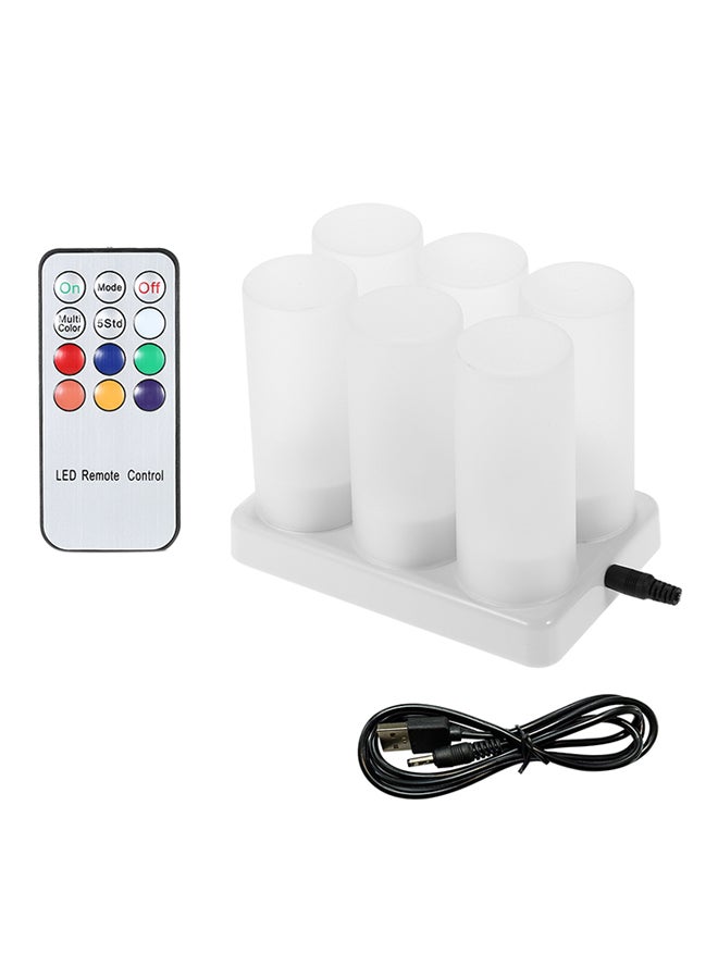 6-Piece Rechargeable Tealight Candle Lights with Remote Control white 18.80x10x12.70cm - Image 1