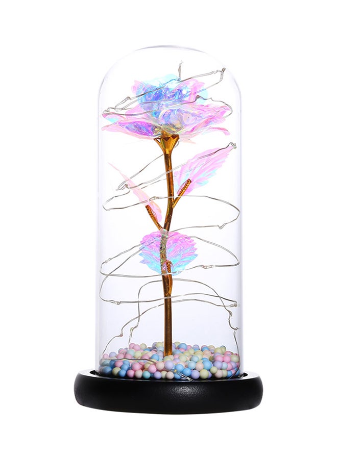 وردة مزينة بشريط إضاءة LED مع غطاء زجاجي متعدد الألوان 26.50x13.50x13.50سم  - Image 1