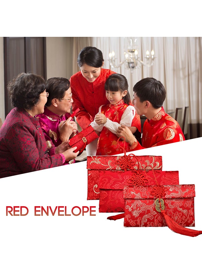 Generic Double Copper Coins Chinese Knot Envelope Red  - Image 3